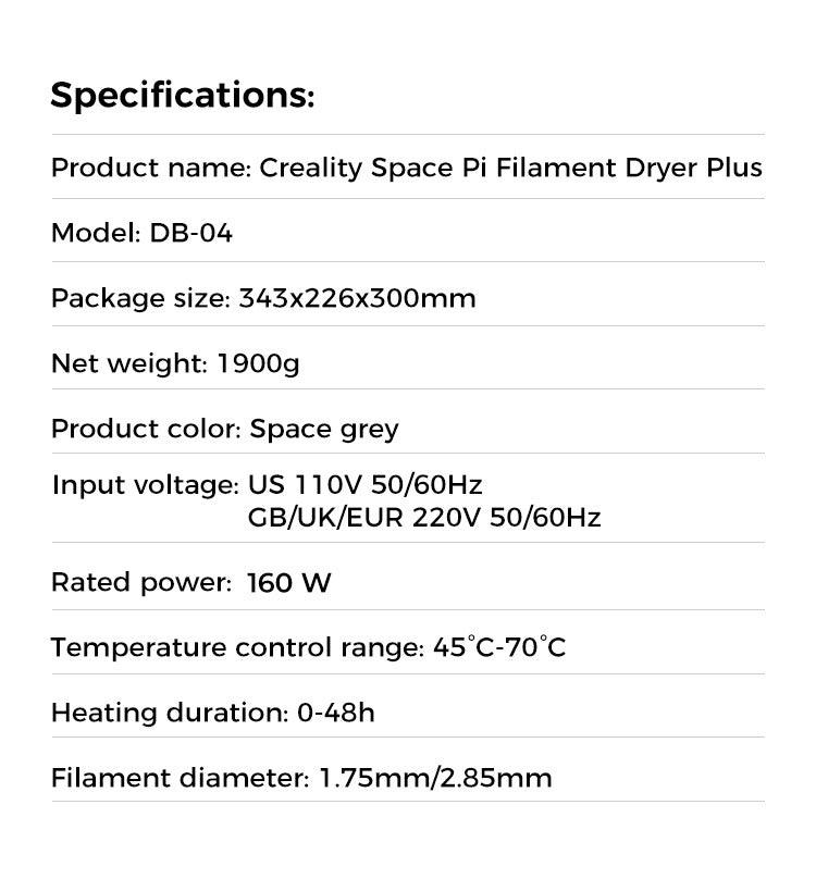 Creality Space Pi Filament Dryer Plus | Dual-Spool Dehydrator