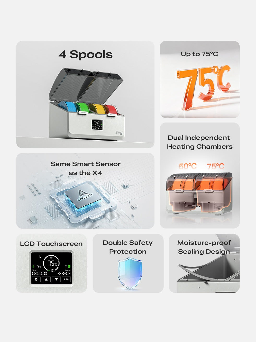 Creality SpacePi X4L Filament Dryer | Dual Independent Chambers