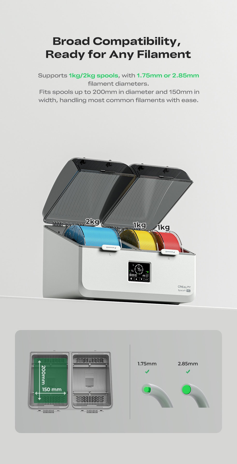 Creality SpacePi X4L Filament Dryer | Dual Independent Chambers