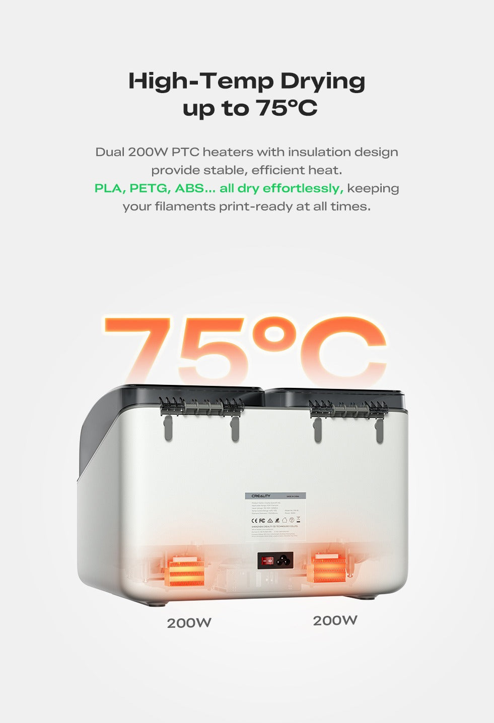Creality SpacePi X4L Filament Dryer | Dual Independent Chambers