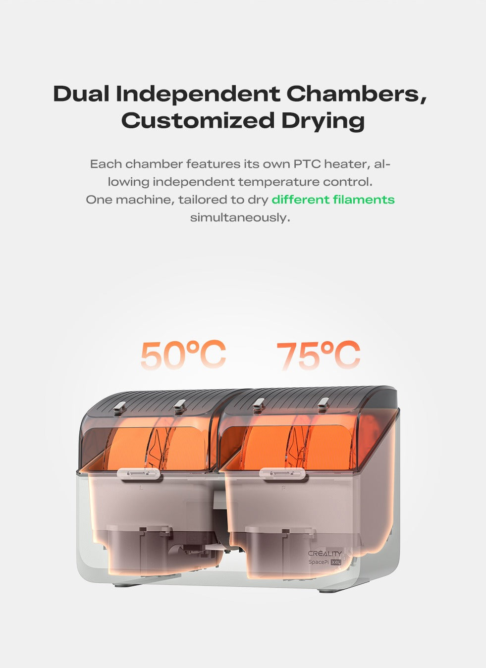 Creality SpacePi X4L Filament Dryer | Dual Independent Chambers
