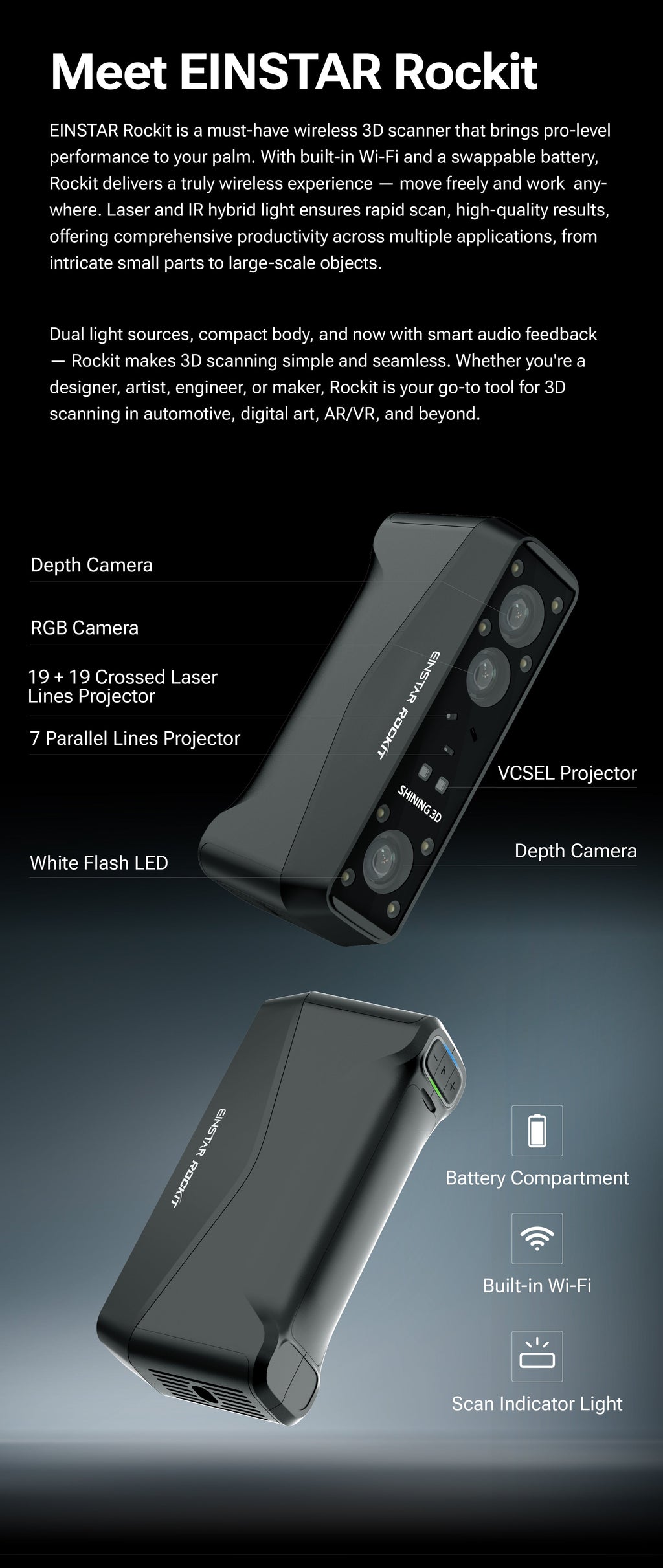 EINSTAR Rockit: Portable Multi-Source 3D Scanner SHINING 3D -3DxWorld