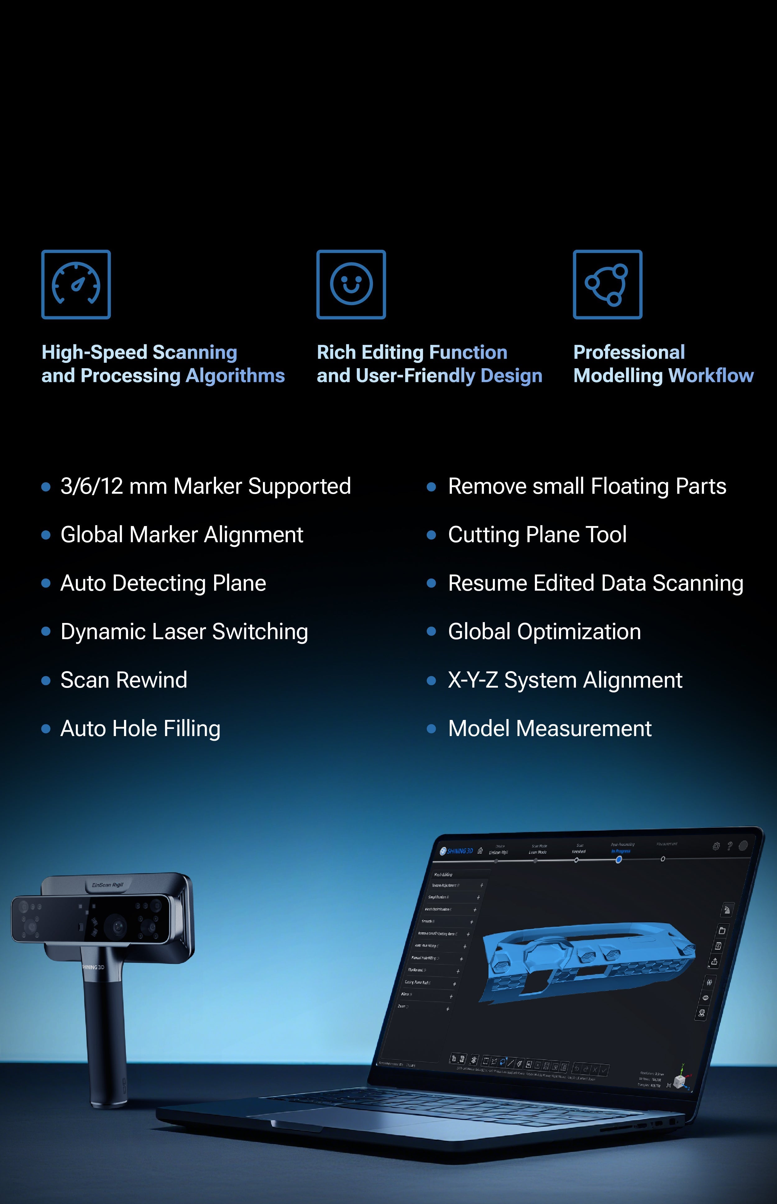 EinScan Rigil Wireless 3D Scanner - SHINING 3D SHINING 3D -3DxWorld