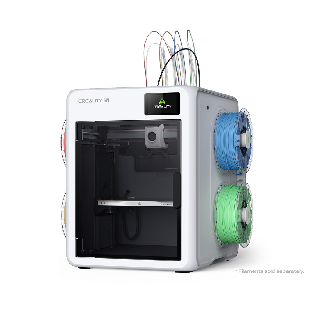 Creality K3 multicolor 3D printer, front-right view. Filament sold separately.